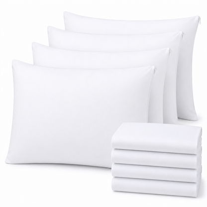 Pack of 4 Waterproof Zippered Pillow Protector