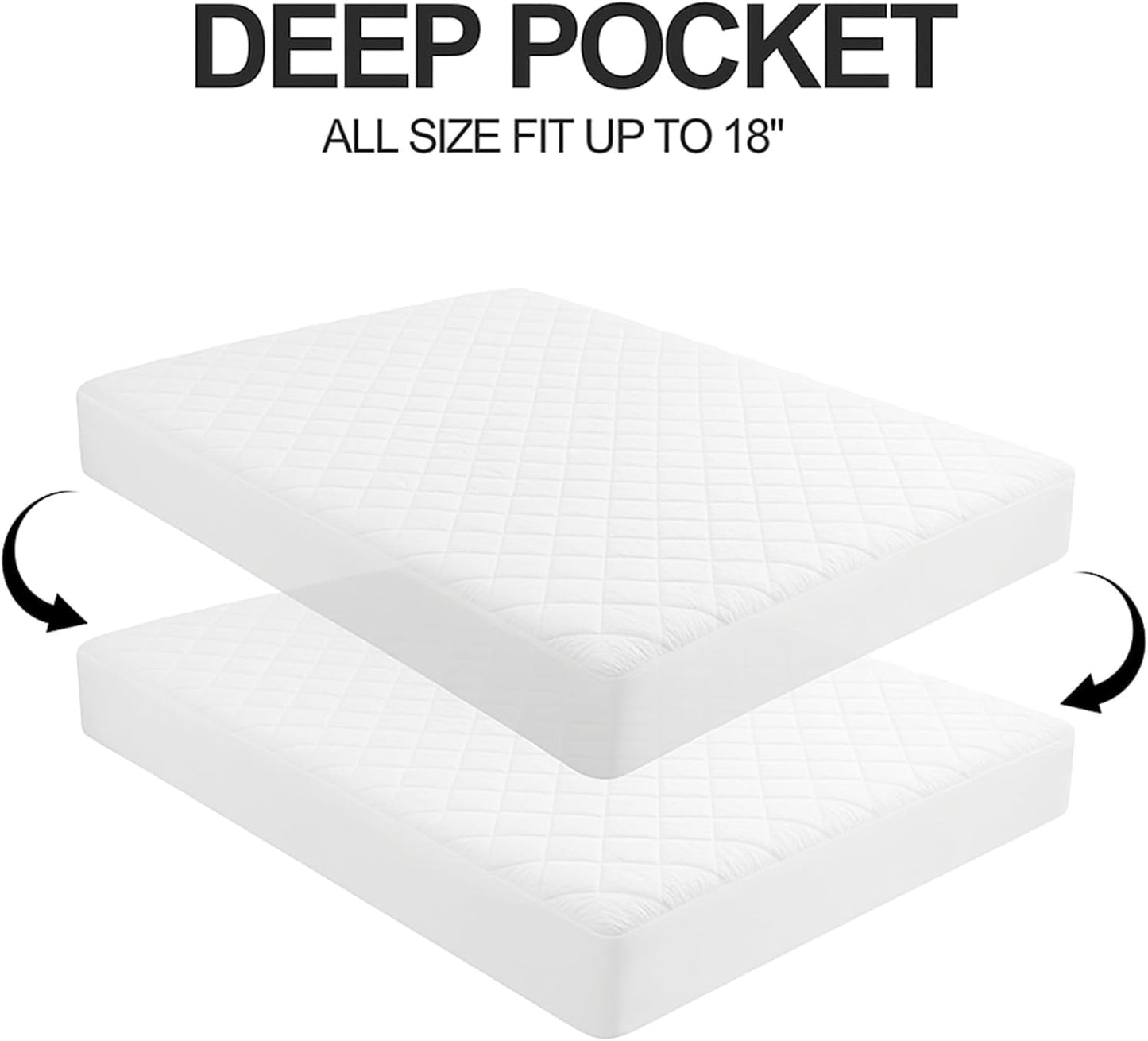 Deep Pocket Waterproof Mattress Pad. Waterproof, Microfibre