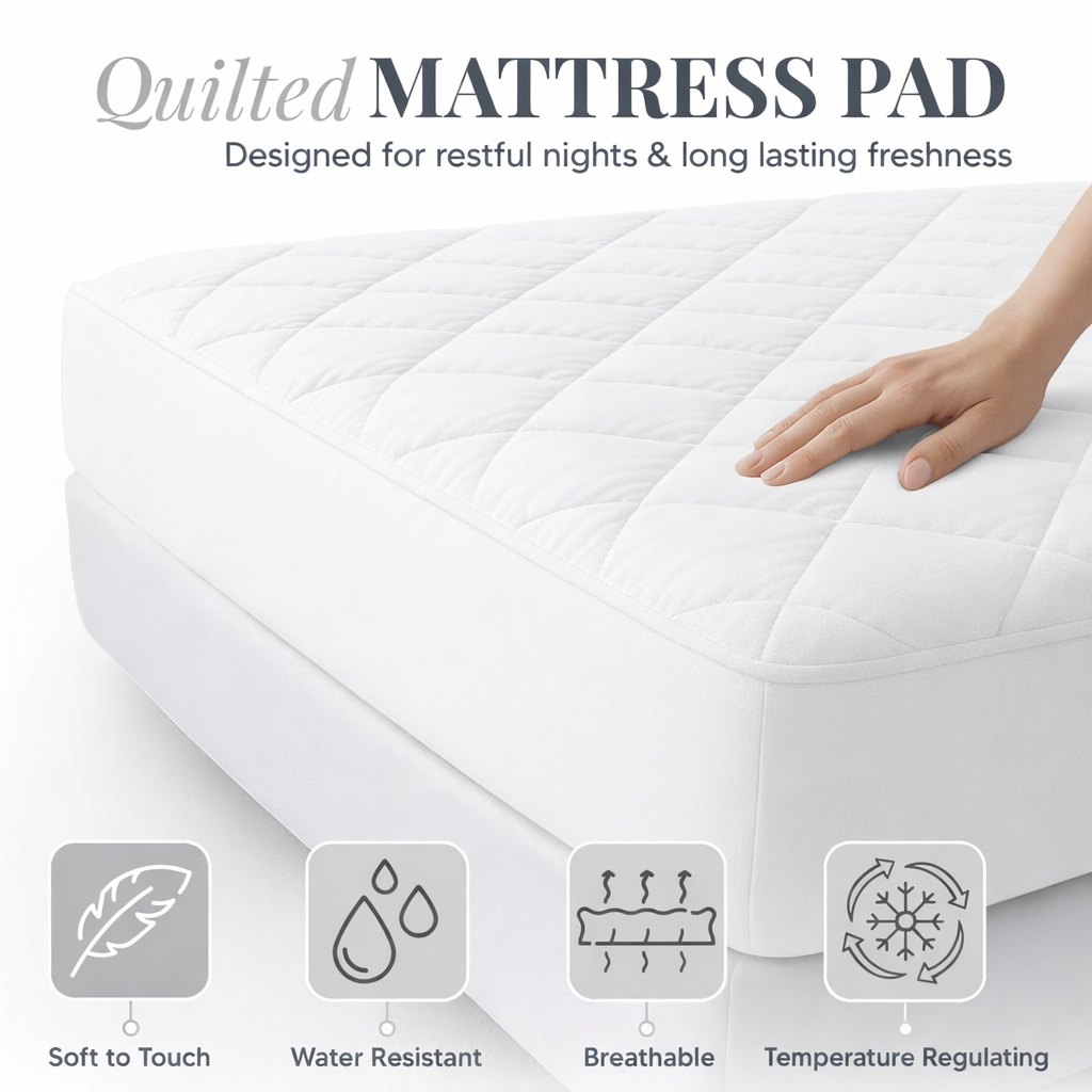 Deep Pocket Waterproof Mattress Pad. Waterproof, Microfibre