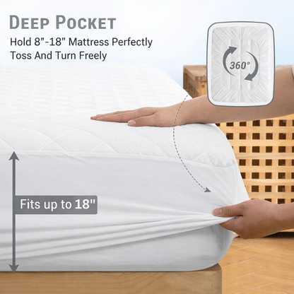 Deep Pocket Waterproof Mattress Pad. Waterproof, Microfibre
