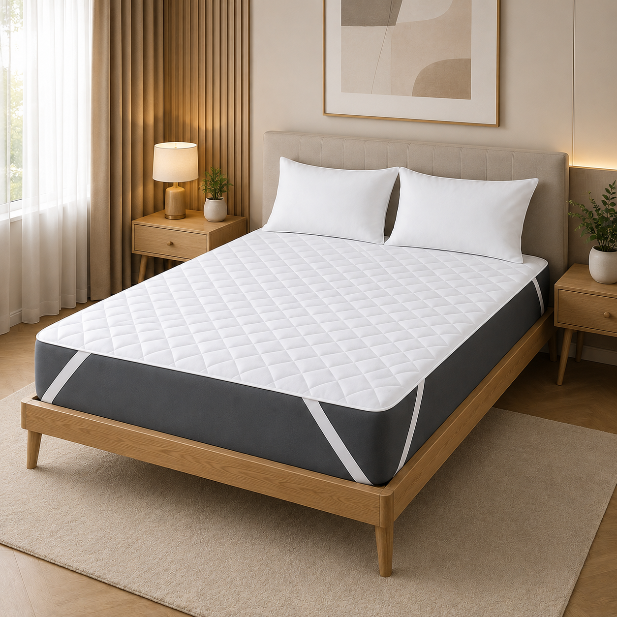 Waterproof Mattress Pad With Elastic Strap
