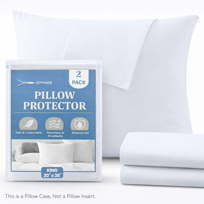 Pack of 2 Waterproof Zippered Pillow Protector